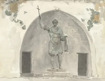 Bronzen Beeld Van Keizer Op Het Marktplein Van Barletta