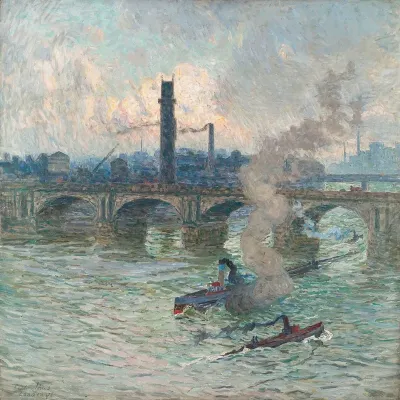 Brume Vapeur Et Fumee Sur La Tamise