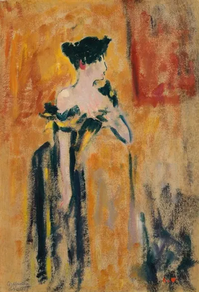 Brune A La Robe Noire Et Jaune