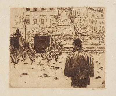 Brussels Stadsplein Met Koetsen En Personages