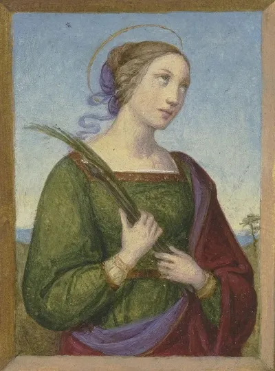 Brustbild Einer Heiligen Mit Palme