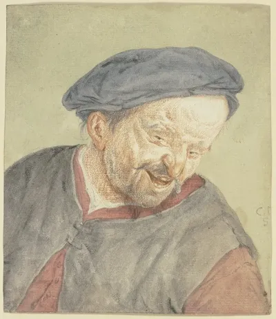 Brustbild Eines Sich Nach Rechts Beugenden Bauerns