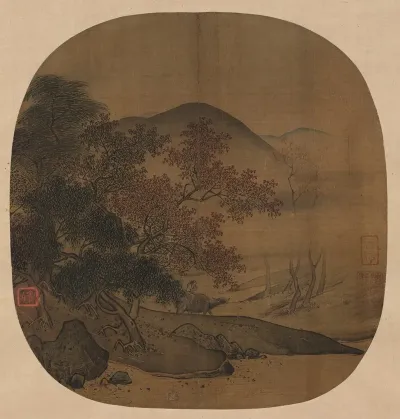 Buffalo And Boy In Autumnal Landscape