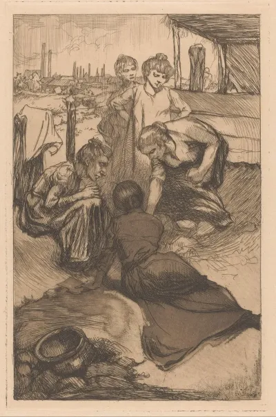 Buigende Vrouwen In Glooiend Landschap