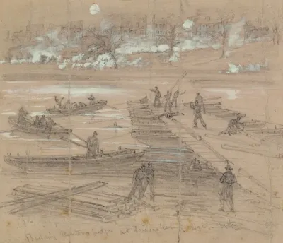 Building Pontoon Bridges At Fredericksburg Dec 11th