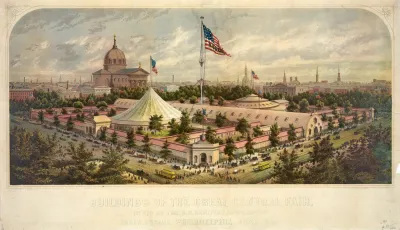 Buildings Of The Great Central Fair In Aid Of The U S Sanitary Commission Logan Square Philadelphia June 1864