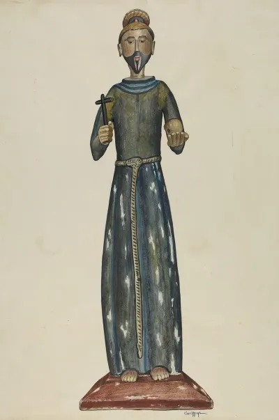 Bulto Priest Carrying Cross And Skull