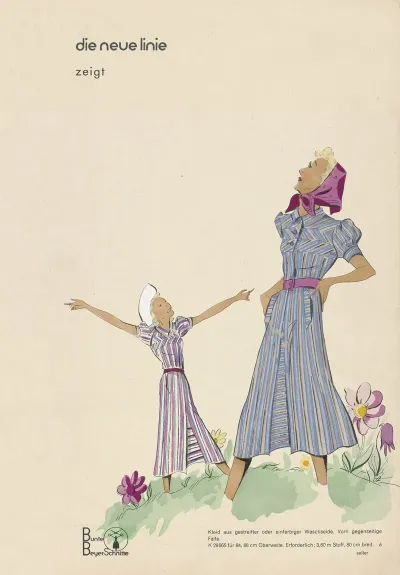 Bunte Beyer Schnitte Die Neue Linie 1941 Kleid Aus Gestreifter 2