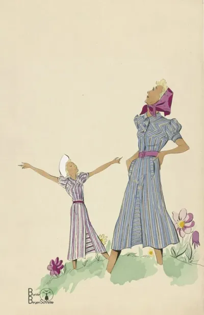 Bunte Beyer Schnitte Die Neue Linie 1941 Kleid Aus Gestreifter