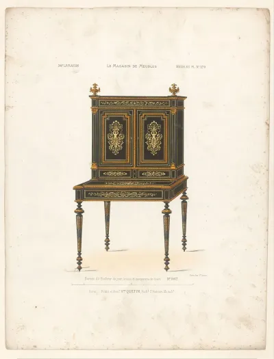 Bureau Dit Bonheur Du Jour Bronze Et Marqueterie De Cuivre