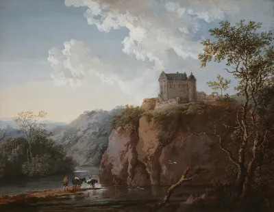 Burg Auf Einem Felsen Uber Einem Flustal