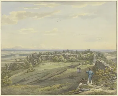 Burghof Der Ruine Falkenstein Mit Ausblick Auf Die Mainebene Den Odenwald Und Die Rheinberge