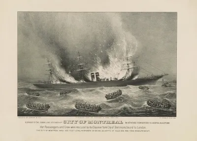 Burning Of The Inman Line Steamship City Of Montreal On Her Voyage From New York To Liverpool Aug 10th 1887