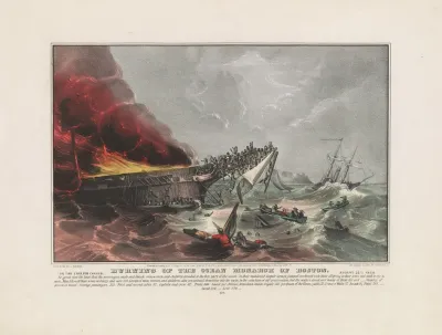 Burning Of The Ocean Monarch Of Boston In The English Channel August 24th 1848