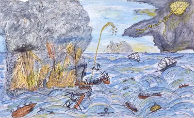 Burning Of The Steamship Austria