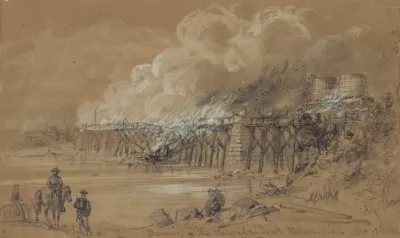 Burning The Rappahannock Railway Bridge Oct 13th 1863