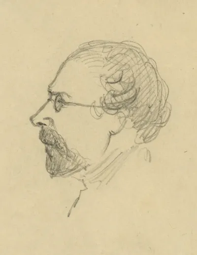 Bust Length Profile Portrait Of A Man Wearing Glasses