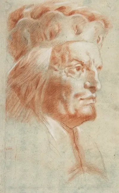 Bust Length Study Of A Man Wearing A Hat In Three Quarter View A Frankish Nobleman