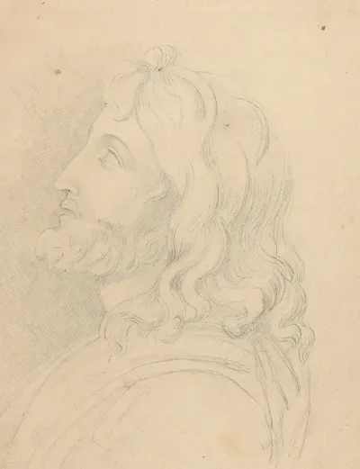 Bust Of A Bearded Man Looking Up