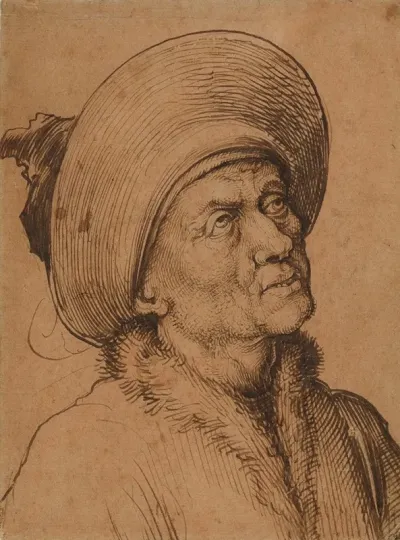 Bust Of A Man In A Hat Gazing Upward