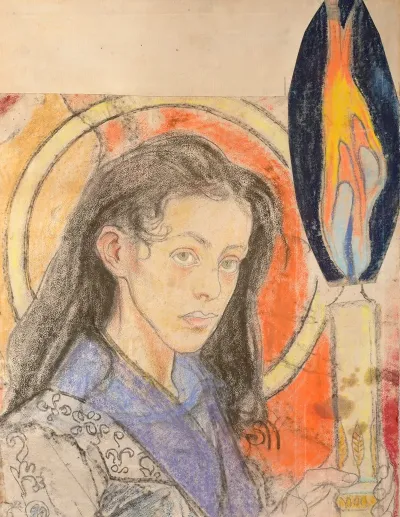 Bust Of An Angel Holding A Candle