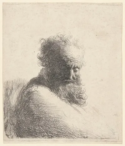 Bust Of An Old Bearded Man Looking Down