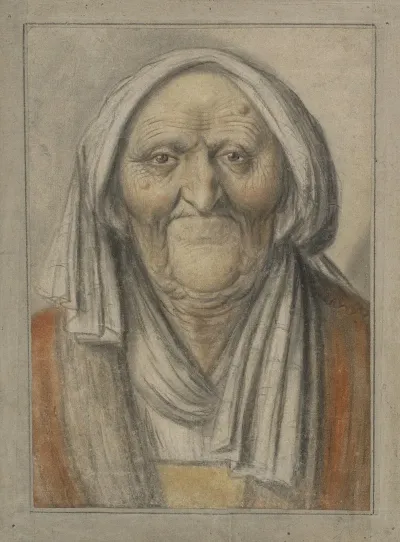 Bust Of An Old Woman Wearing A Head Scarf