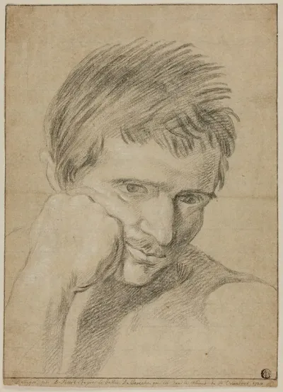 Bust Of Young Man Resting Chin On Hand