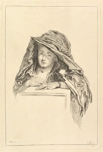 Bust Portrait Of A Woman Wearing A Hooded Mantle