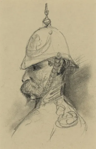 Bust Portrait Of Soldier With German Style Helmet