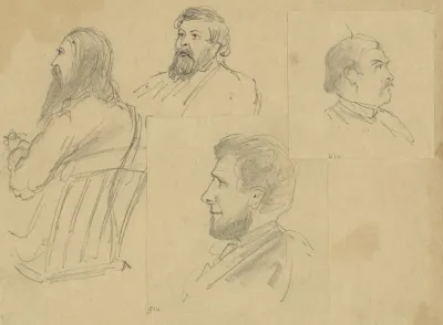 Bust Portraits Of Four Men Including Colonel Hill Of The Athens Georgia Banner