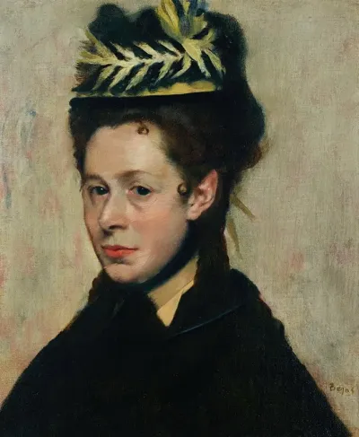 Buste De Femme Au Chapeau A Plumes