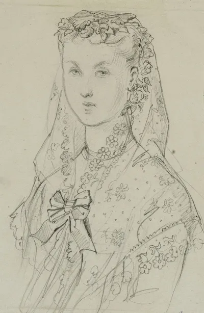 Buste De Femme Portant Une Mantille