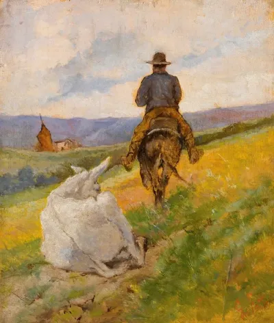 Buttero A Cavallo E Mulo Bianco