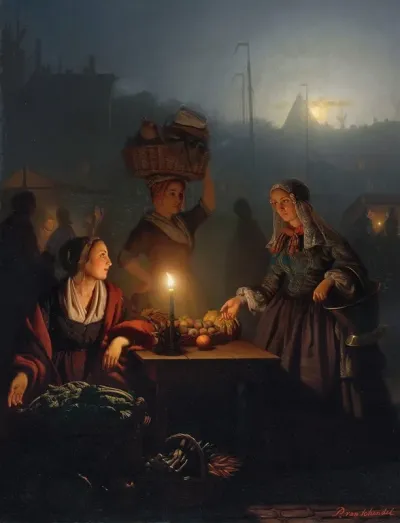 Buying Fruit And Vegetables At The Night Market