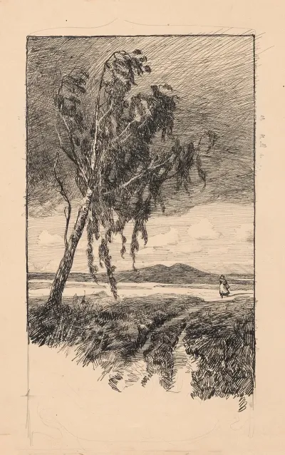 By The Road Stands A Lone Birch Tree