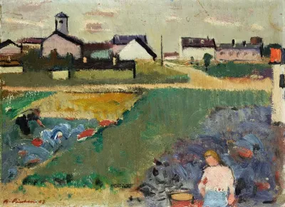 Cabbage Field In Front Of A Village