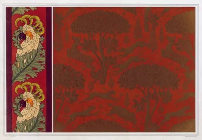 Cacatoes Bordure Chiens Chevrettes Et Marcassins Cuir Gaufre Et Dore