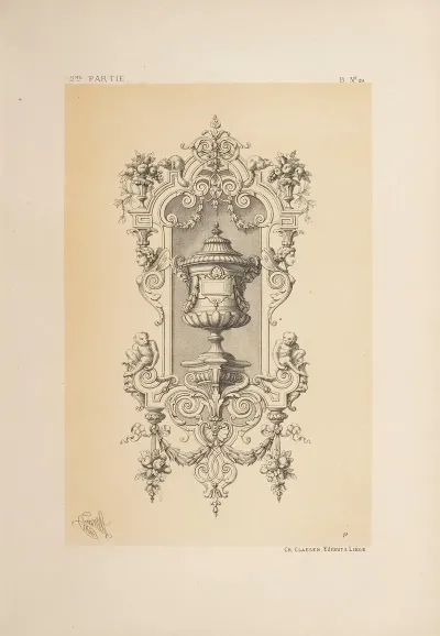 Cadre De Miroir Et Vase Maniere De Marot