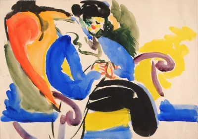 Calligraphic 2 Woman On Chair