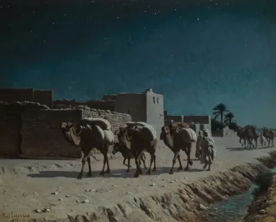 Camel Train By Moonlight