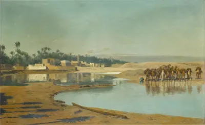 Camels Watering In The Desert 2