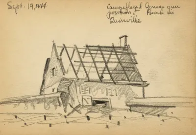 Camouflaged German Gun Position Beach In Quineville