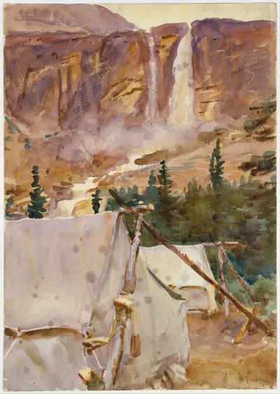Camp And Waterfall