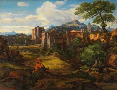 Campagnalandschaft Mit Befestigter Stadt