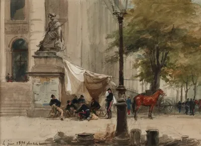 Campement Dartillerie Place De La Bourse 4 Juin 1871