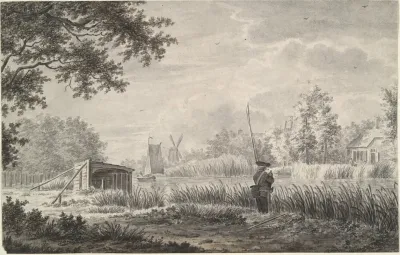 Canal Scene With Fisherman