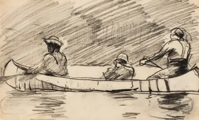 Canoe With Three Men 2