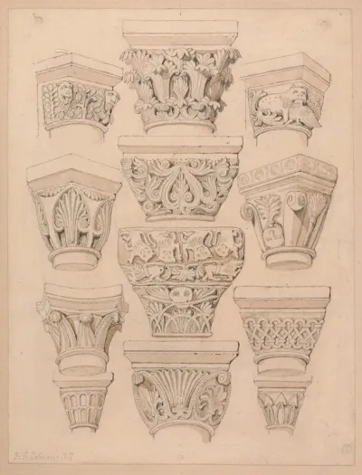 Capitals In The Abbey Church Of St Georges De Bocherville Near Rouen Normandy