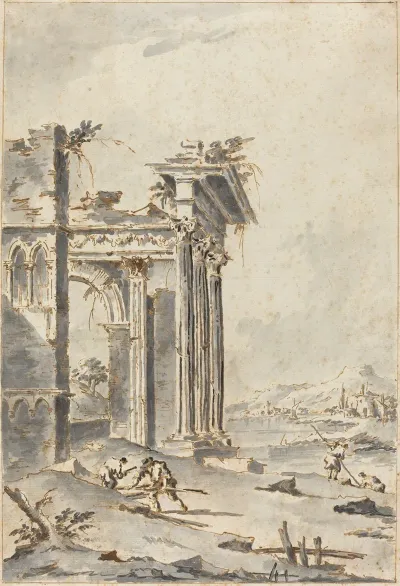 Capriccio Of Classical Ruins On A Shore